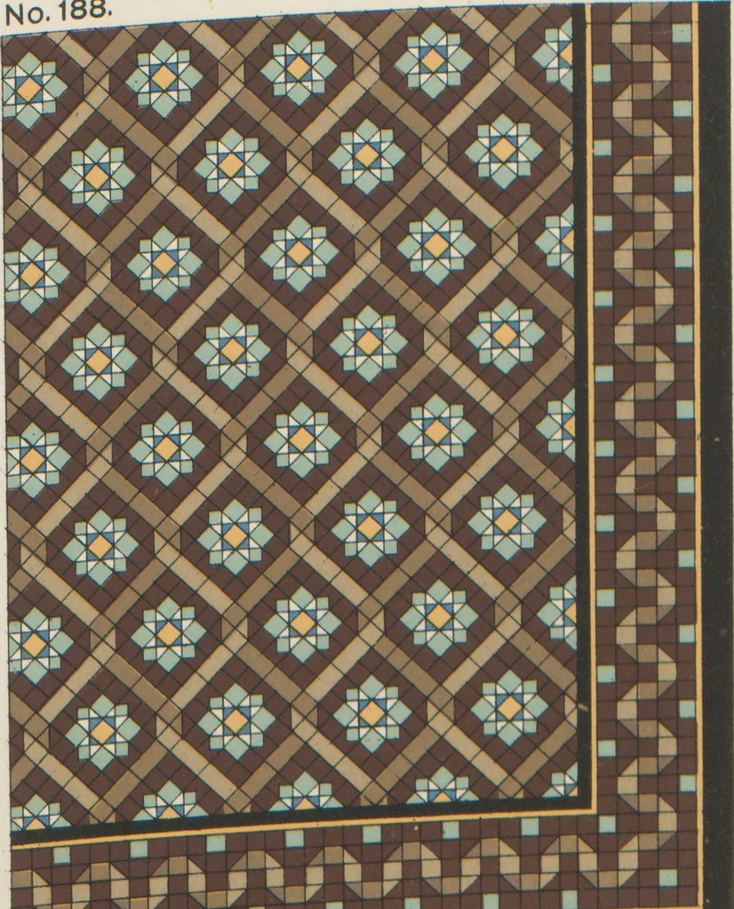 An illustration from Designs of majolica & enamelled tiles, suitable for flower boxes, fireplaces, chimney-pieces, pilasters, friezes &c. and mural decorations generally, 1885, leaf 20