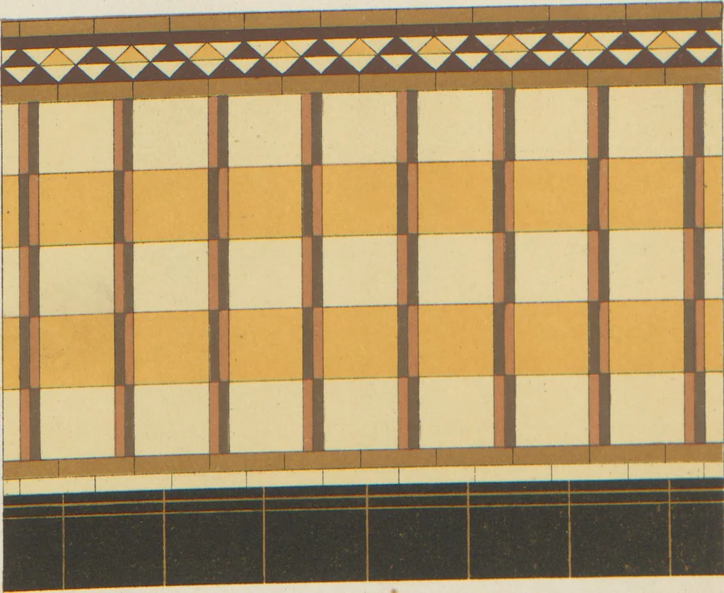 An illustration from Designs of majolica & enamelled tiles, suitable for flower boxes, fireplaces, chimney-pieces, pilasters, friezes &c. and mural decorations generally, 1885, leaf 21