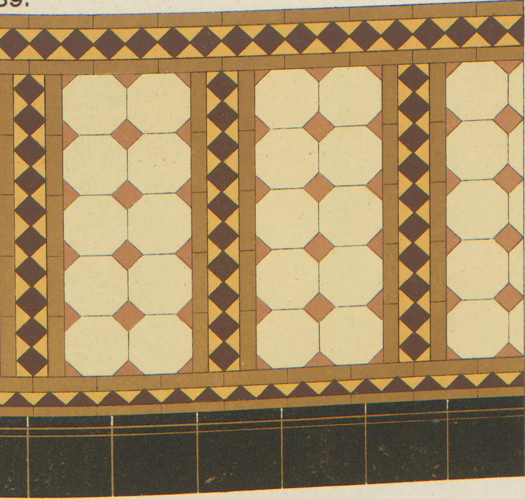 An illustration from Designs of majolica & enamelled tiles, suitable for flower boxes, fireplaces, chimney-pieces, pilasters, friezes &c. and mural decorations generally, 1885, leaf 21