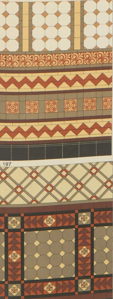 An illustration from Designs of majolica & enamelled tiles, suitable for flower boxes, fireplaces, chimney-pieces, pilasters, friezes &c. and mural decorations generally, 1885, leaf 22