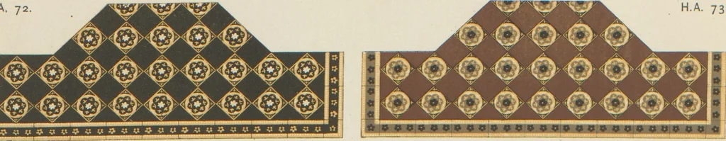 An illustration from Designs of majolica & enamelled tiles, suitable for flower boxes, fireplaces, chimney-pieces, pilasters, friezes &c. and mural decorations generally, 1885, leaf 29