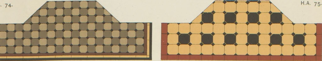 An illustration from Designs of majolica & enamelled tiles, suitable for flower boxes, fireplaces, chimney-pieces, pilasters, friezes &c. and mural decorations generally, 1885, leaf 29