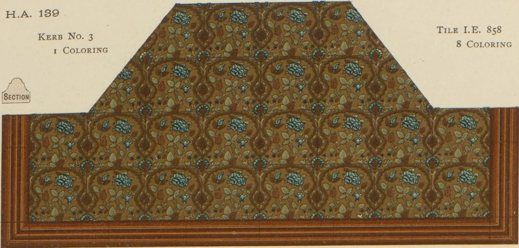 An illustration from Designs of majolica & enamelled tiles, suitable for flower boxes, fireplaces, chimney-pieces, pilasters, friezes &c. and mural decorations generally, 1885, leaf 33