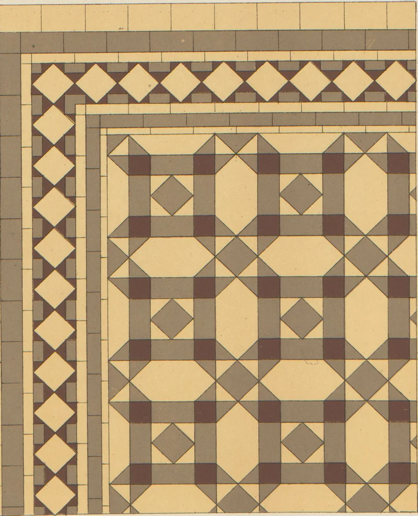 An illustration from Designs of majolica & enamelled tiles, suitable for flower boxes, fireplaces, chimney-pieces, pilasters, friezes &c. and mural decorations generally, 1885, leaf 4