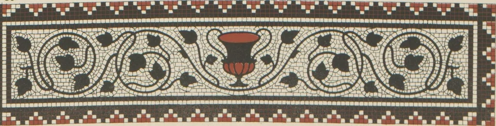 An illustration from Designs of majolica & enamelled tiles, suitable for flower boxes, fireplaces, chimney-pieces, pilasters, friezes &c. and mural decorations generally, 1885, leaf 9