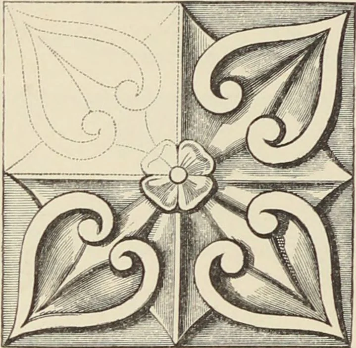 An illustration from Transparency painting on linen : for decorative purposes, panoramic and dioramic effects, ornamental blinds, &c. with instructions for the preparation of the linen, the combination and transfer of ornamental designs, combined surfaces, &c. / by W. Williams ; with illustrations by Charles Sibley, engraved by Dalziel, 1856, leaf 27