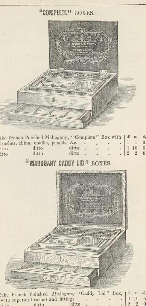 An illustration from Transparency painting on linen : for decorative purposes, panoramic and dioramic effects, ornamental blinds, &c. with instructions for the preparation of the linen, the combination and transfer of ornamental designs, combined surfaces, &c. / by W. Williams ; with illustrations by Charles Sibley, engraved by Dalziel, 1856, leaf 62
