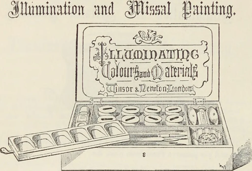 An illustration from Transparency painting on linen : for decorative purposes, panoramic and dioramic effects, ornamental blinds, &c. with instructions for the preparation of the linen, the combination and transfer of ornamental designs, combined surfaces, &c. / by W. Williams ; with illustrations by Charles Sibley, engraved by Dalziel, 1856, leaf 85