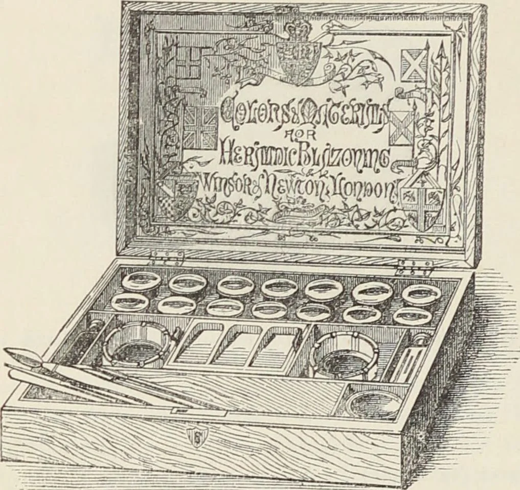 An illustration from Transparency painting on linen : for decorative purposes, panoramic and dioramic effects, ornamental blinds, &c. with instructions for the preparation of the linen, the combination and transfer of ornamental designs, combined surfaces, &c. / by W. Williams ; with illustrations by Charles Sibley, engraved by Dalziel, 1856, leaf 89