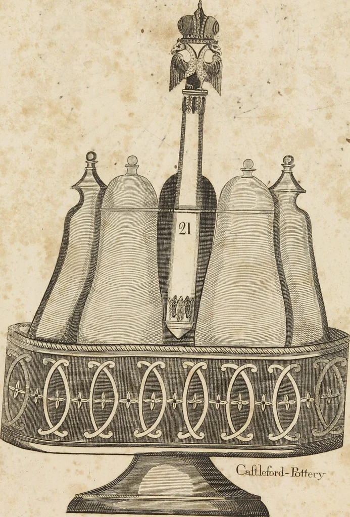 An illustration from Desseins des pièces de fayence fabriquées à Castleford Pottery près de Leeds par D. Dunderdale & Co. = Dibuxos de las piezas de loza que se fabrican a Castleford Pottery cerca Leeds, por D. Dunderdale & Co., 1796, leaf 13
