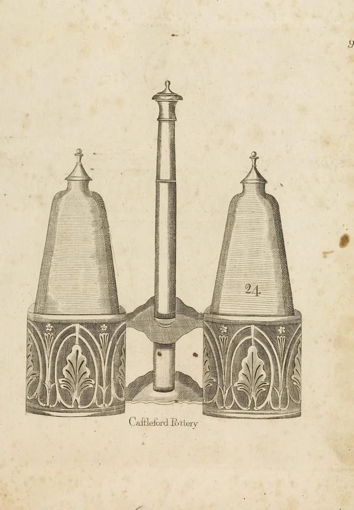 An illustration from Desseins des pièces de fayence fabriquées à Castleford Pottery près de Leeds par D. Dunderdale & Co. = Dibuxos de las piezas de loza que se fabrican a Castleford Pottery cerca Leeds, por D. Dunderdale & Co., 1796, leaf 19