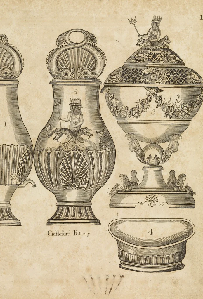 An illustration from Desseins des pièces de fayence fabriquées à Castleford Pottery près de Leeds par D. Dunderdale & Co. = Dibuxos de las piezas de loza que se fabrican a Castleford Pottery cerca Leeds, por D. Dunderdale & Co., 1796, leaf 3