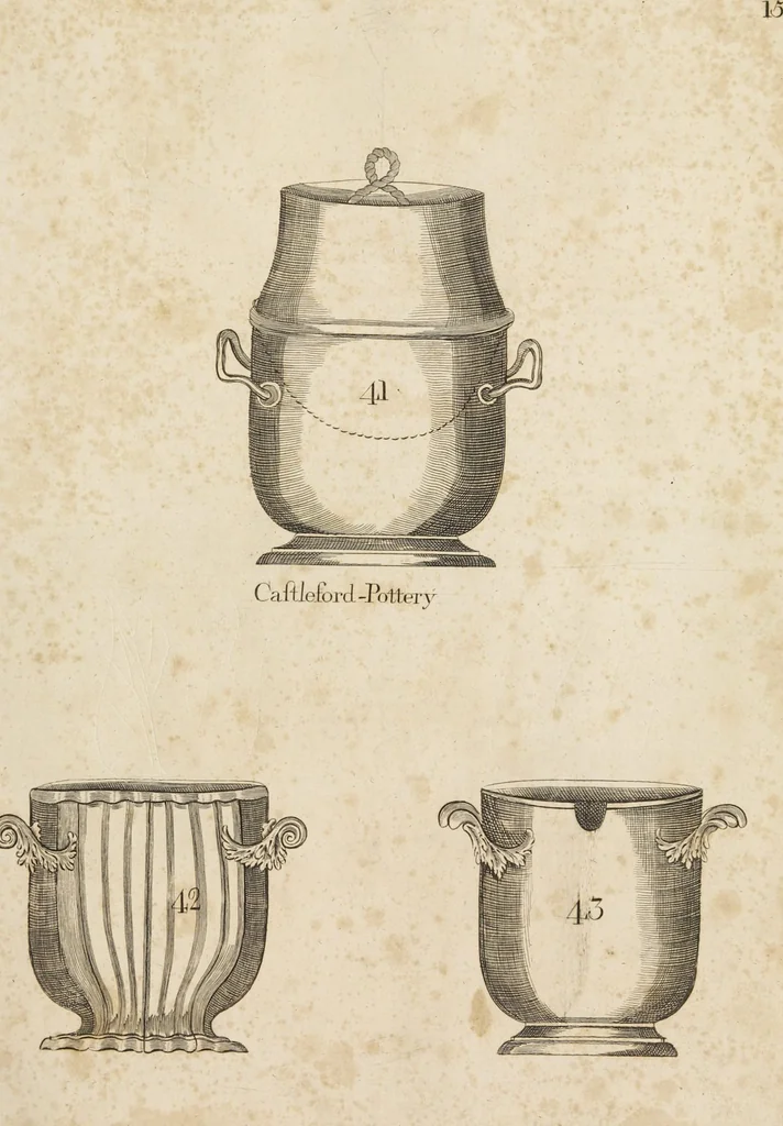 An illustration from Desseins des pièces de fayence fabriquées à Castleford Pottery près de Leeds par D. Dunderdale & Co. = Dibuxos de las piezas de loza que se fabrican a Castleford Pottery cerca Leeds, por D. Dunderdale & Co., 1796, leaf 31