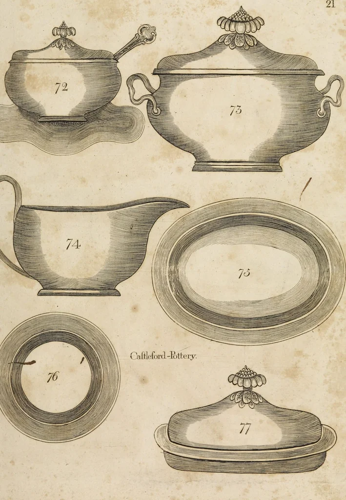An illustration from Desseins des pièces de fayence fabriquées à Castleford Pottery près de Leeds par D. Dunderdale & Co. = Dibuxos de las piezas de loza que se fabrican a Castleford Pottery cerca Leeds, por D. Dunderdale & Co., 1796, leaf 43