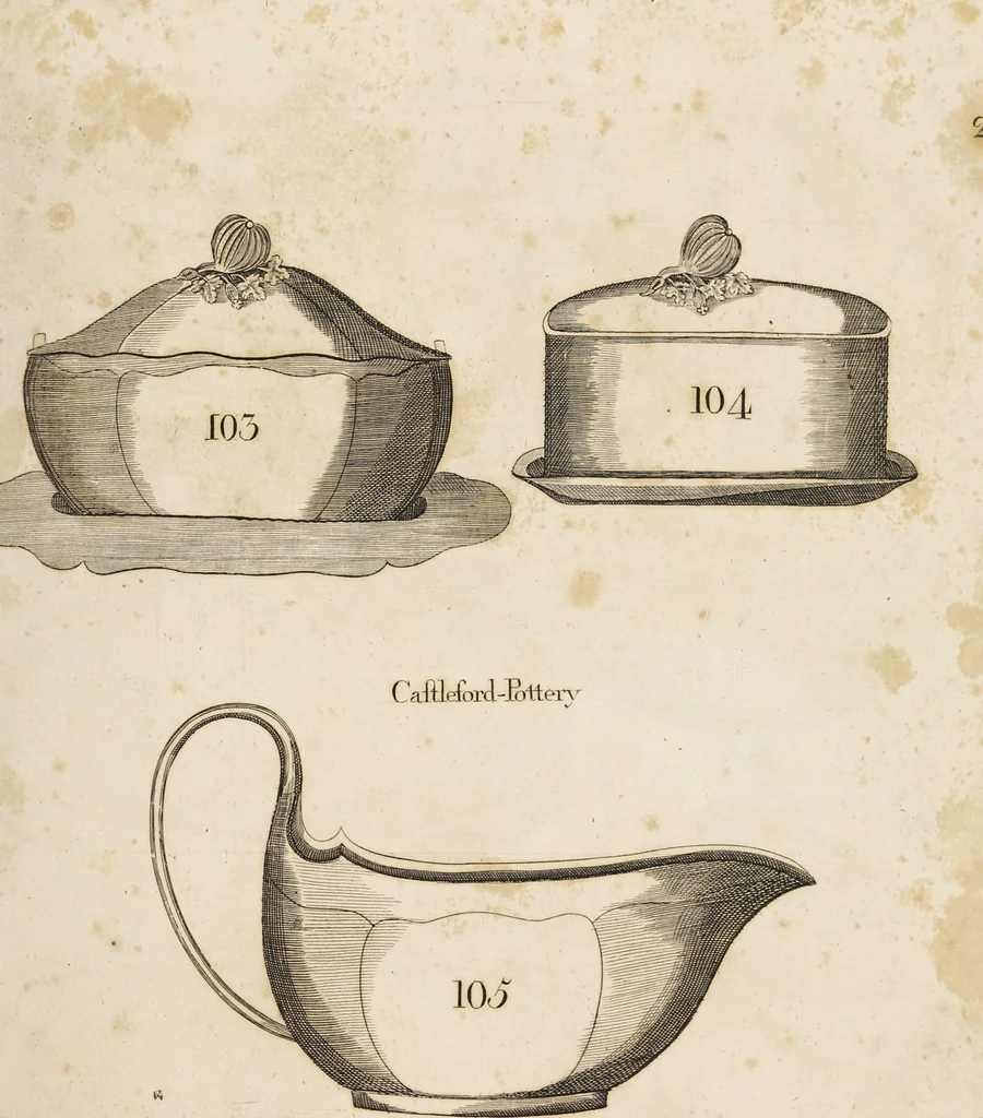 An illustration from Desseins des pièces de fayence fabriquées à Castleford Pottery près de Leeds par D. Dunderdale & Co. = Dibuxos de las piezas de loza que se fabrican a Castleford Pottery cerca Leeds, por D. Dunderdale & Co., 1796, leaf 55