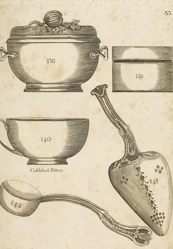 An illustration from Desseins des pièces de fayence fabriquées à Castleford Pottery près de Leeds par D. Dunderdale & Co. = Dibuxos de las piezas de loza que se fabrican a Castleford Pottery cerca Leeds, por D. Dunderdale & Co., 1796, leaf 67