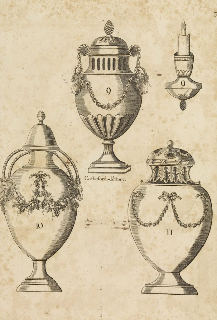 An illustration from Desseins des pièces de fayence fabriquées à Castleford Pottery près de Leeds par D. Dunderdale & Co. = Dibuxos de las piezas de loza que se fabrican a Castleford Pottery cerca Leeds, por D. Dunderdale & Co., 1796, leaf 7