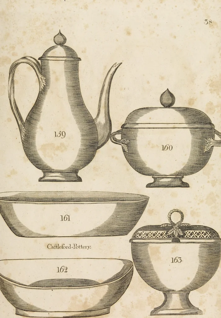 An illustration from Desseins des pièces de fayence fabriquées à Castleford Pottery près de Leeds par D. Dunderdale & Co. = Dibuxos de las piezas de loza que se fabrican a Castleford Pottery cerca Leeds, por D. Dunderdale & Co., 1796, leaf 77