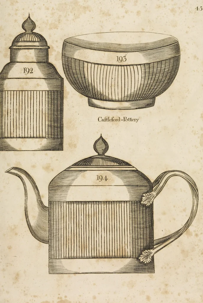 An illustration from Desseins des pièces de fayence fabriquées à Castleford Pottery près de Leeds par D. Dunderdale & Co. = Dibuxos de las piezas de loza que se fabrican a Castleford Pottery cerca Leeds, por D. Dunderdale & Co., 1796, leaf 91