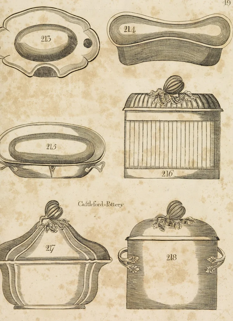 An illustration from Desseins des pièces de fayence fabriquées à Castleford Pottery près de Leeds par D. Dunderdale & Co. = Dibuxos de las piezas de loza que se fabrican a Castleford Pottery cerca Leeds, por D. Dunderdale & Co., 1796, leaf 99