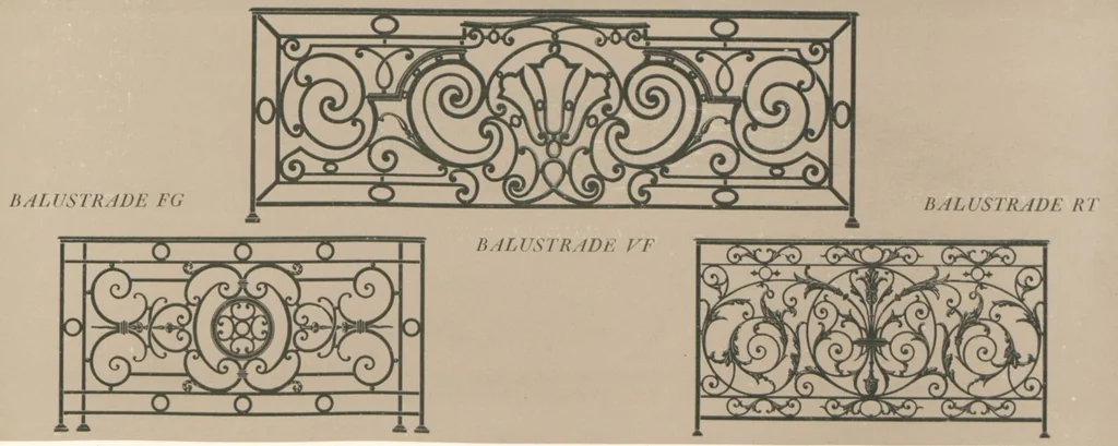 An illustration from Les balustrades de style moderne, 1920, leaf 17