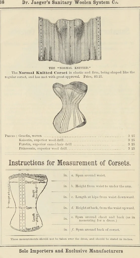 An illustration from Illustrated catalogue of the Dr. Jaeger's Sanitary Woolen System Co. : sole importers and exclusive manufacturers of all goods constructed under and pertaining to the Sanitary System of Dr. Gustav Jaeger : wholesale, retail, warerooms, 1889, leaf 46