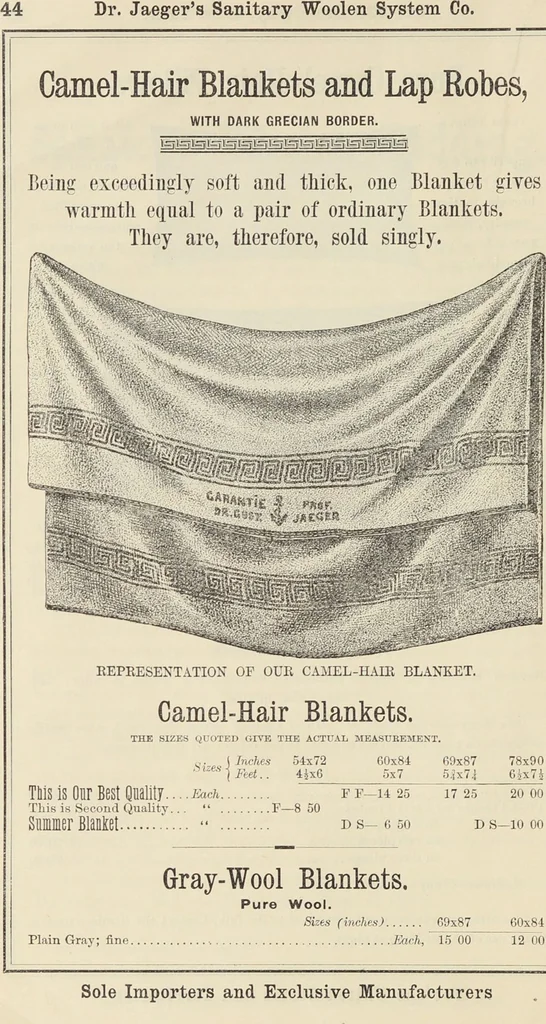 An illustration from Illustrated catalogue of the Dr. Jaeger's Sanitary Woolen System Co. : sole importers and exclusive manufacturers of all goods constructed under and pertaining to the Sanitary System of Dr. Gustav Jaeger : wholesale, retail, warerooms, 1889, leaf 52