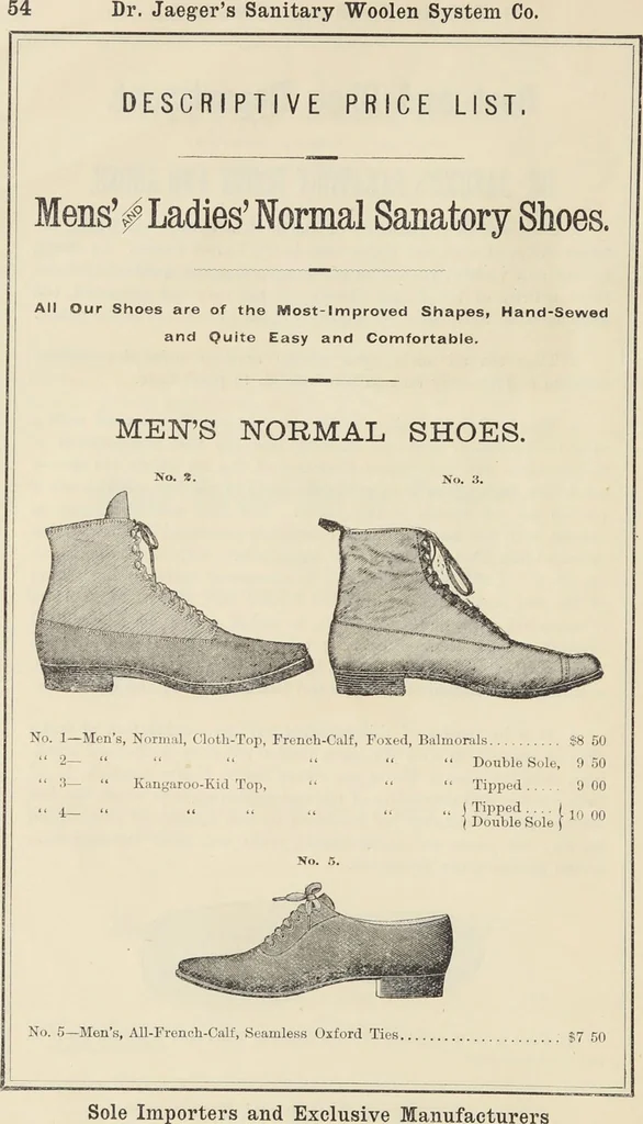An illustration from Illustrated catalogue of the Dr. Jaeger's Sanitary Woolen System Co. : sole importers and exclusive manufacturers of all goods constructed under and pertaining to the Sanitary System of Dr. Gustav Jaeger : wholesale, retail, warerooms, 1889, leaf 62