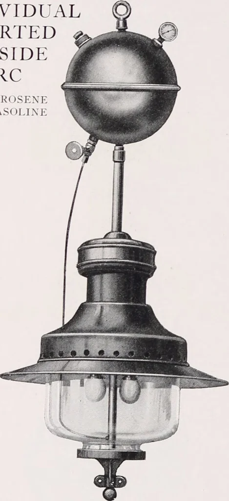 An illustration from Kerosene and gasoline lighting systems : for the illumination of stores, residences, halls, opera houses, churches, streets, boulevards, parks, wharves, railway stations, etc. : 1915-1916 / Nagel-Chase Mfg. Co, 1915, leaf 36
