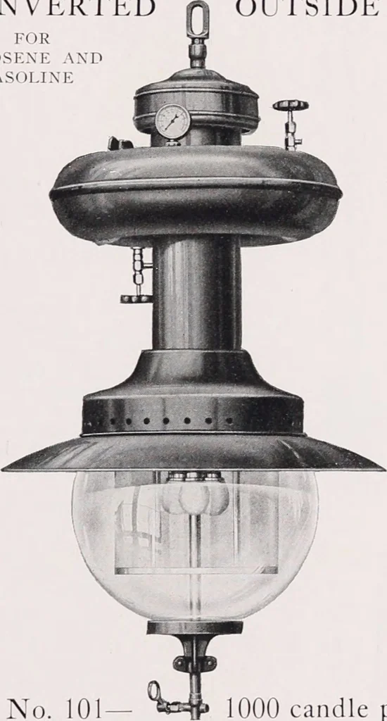 An illustration from Kerosene and gasoline lighting systems : for the illumination of stores, residences, halls, opera houses, churches, streets, boulevards, parks, wharves, railway stations, etc. : 1915-1916 / Nagel-Chase Mfg. Co, 1915, leaf 37