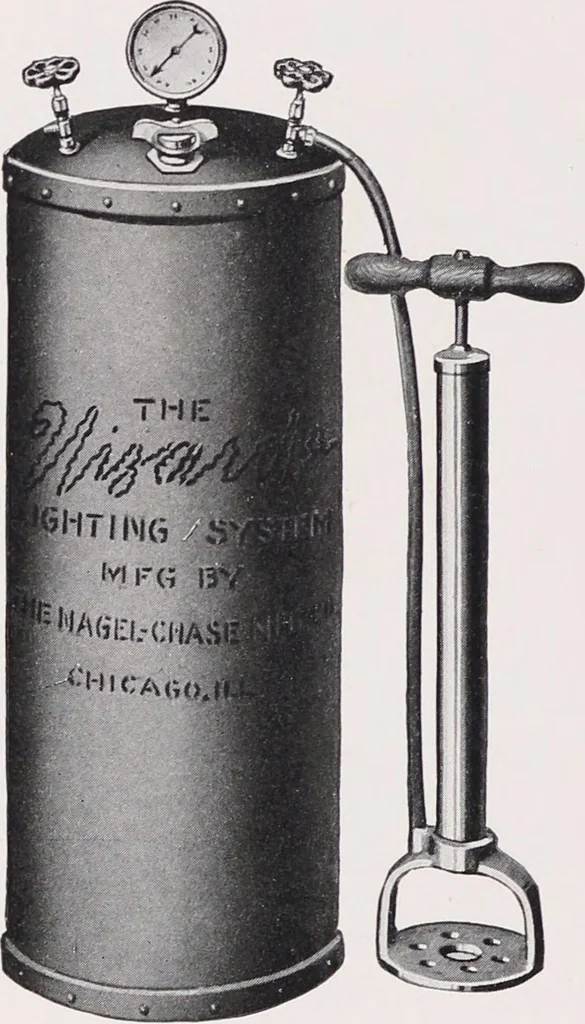 An illustration from Kerosene and gasoline lighting systems : for the illumination of stores, residences, halls, opera houses, churches, streets, boulevards, parks, wharves, railway stations, etc. : 1915-1916 / Nagel-Chase Mfg. Co, 1915, leaf 64