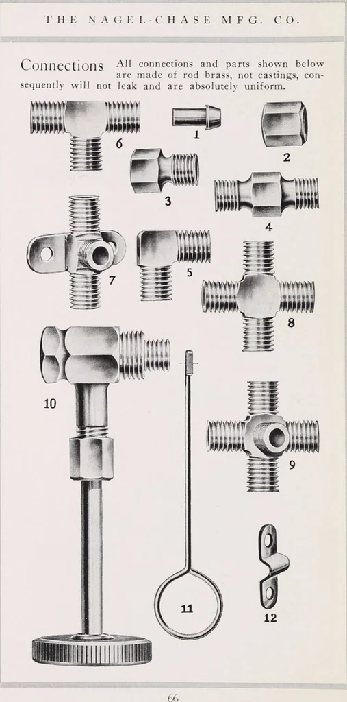 An illustration from Kerosene and gasoline lighting systems : for the illumination of stores, residences, halls, opera houses, churches, streets, boulevards, parks, wharves, railway stations, etc. : 1915-1916 / Nagel-Chase Mfg. Co, 1915, leaf 68