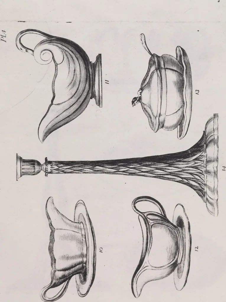 An illustration from Liste des divers articles du porcelaine de la reine, avec dessins gravés, pour montrer la forme de chacune, fabriqués par Josiah Wedgwood, potier à Sa Majesté, à Etruria, Angleterre, leaf 11