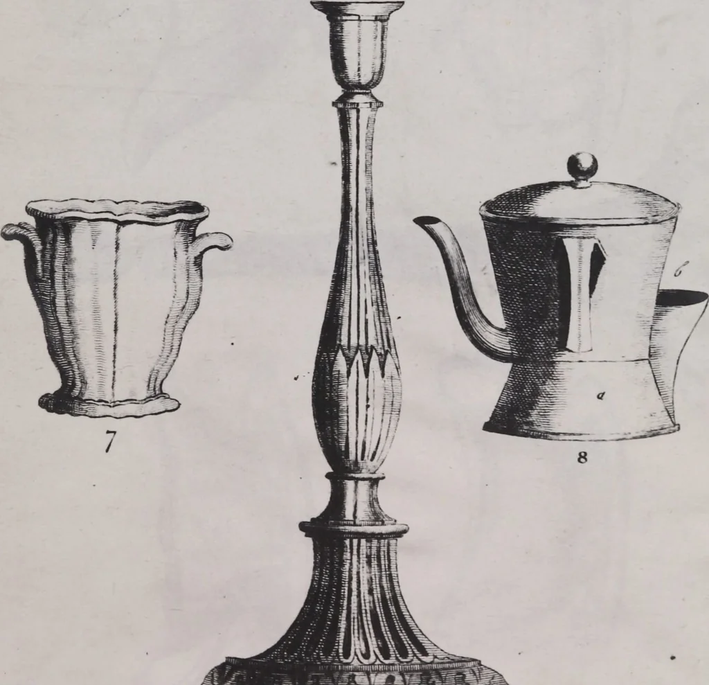An illustration from Liste des divers articles du porcelaine de la reine, avec dessins gravés, pour montrer la forme de chacune, fabriqués par Josiah Wedgwood, potier à Sa Majesté, à Etruria, Angleterre, leaf 9