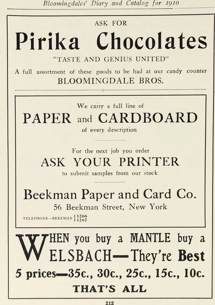 An illustration from Bloomingdales : Diary 1910 and catalog, giving prices and details of high grade merchandise and various other interesting information / Bloomingdale Bros., 1910, leaf 214