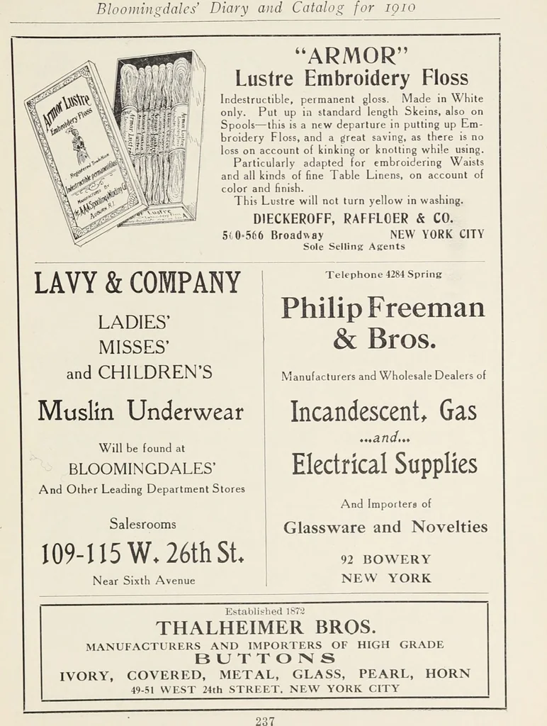 An illustration from Bloomingdales : Diary 1910 and catalog, giving prices and details of high grade merchandise and various other interesting information / Bloomingdale Bros., 1910, leaf 239