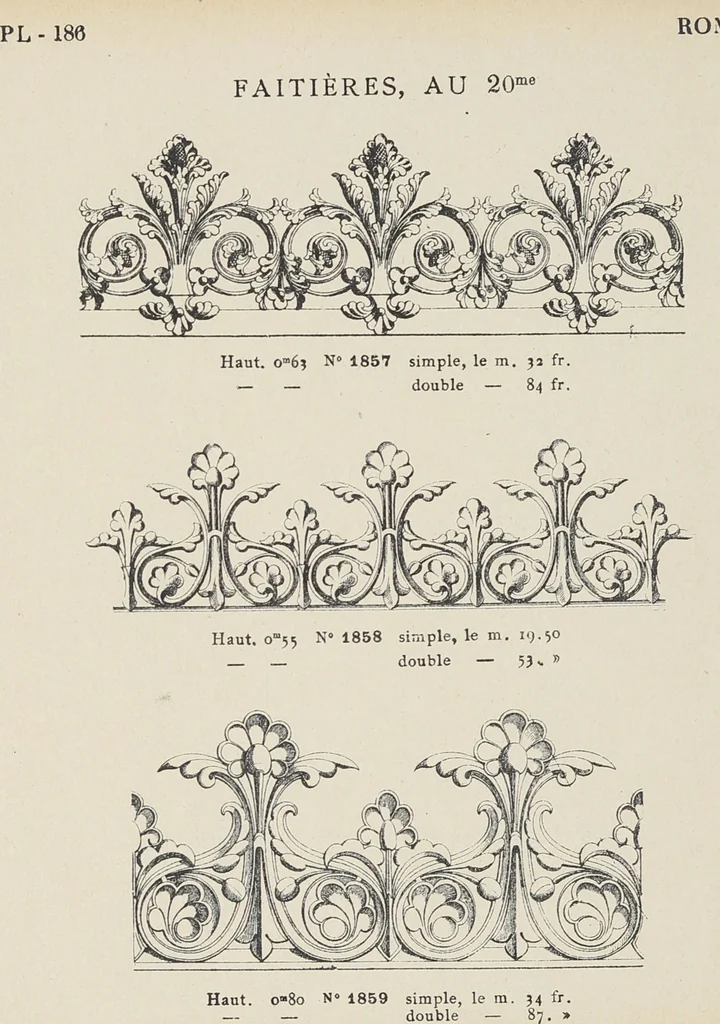 An illustration from Ornements d'architecture / Bonfils & Laval, 1901, leaf 202