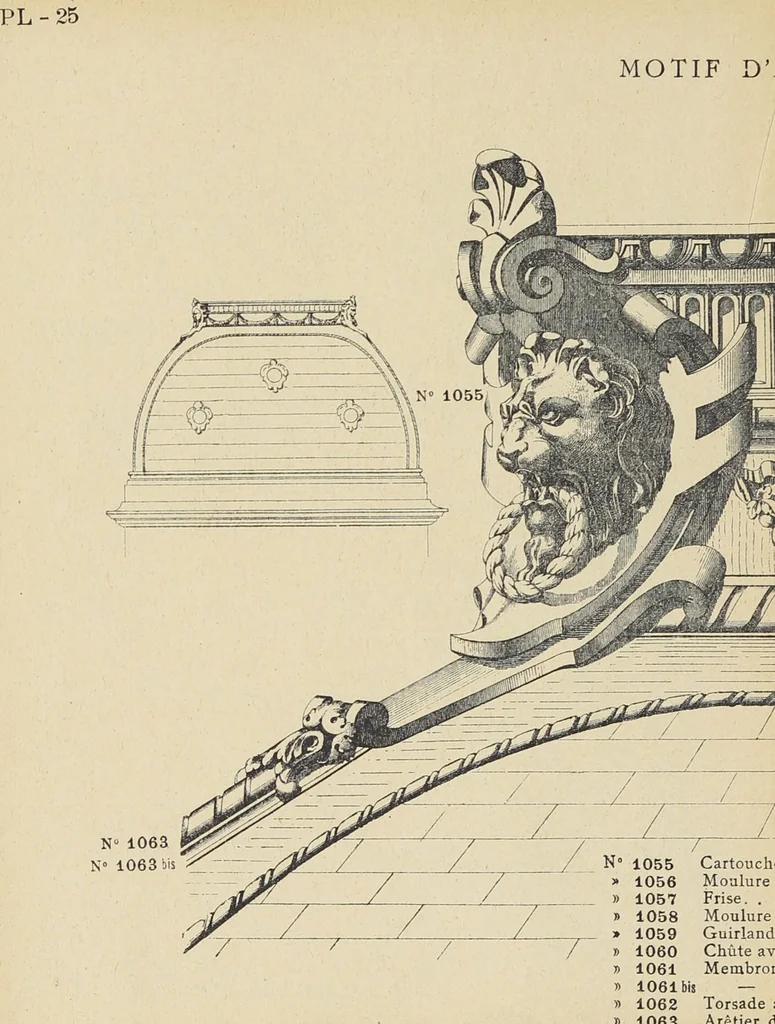 An illustration from Ornements d'architecture / Bonfils & Laval, 1901, leaf 36