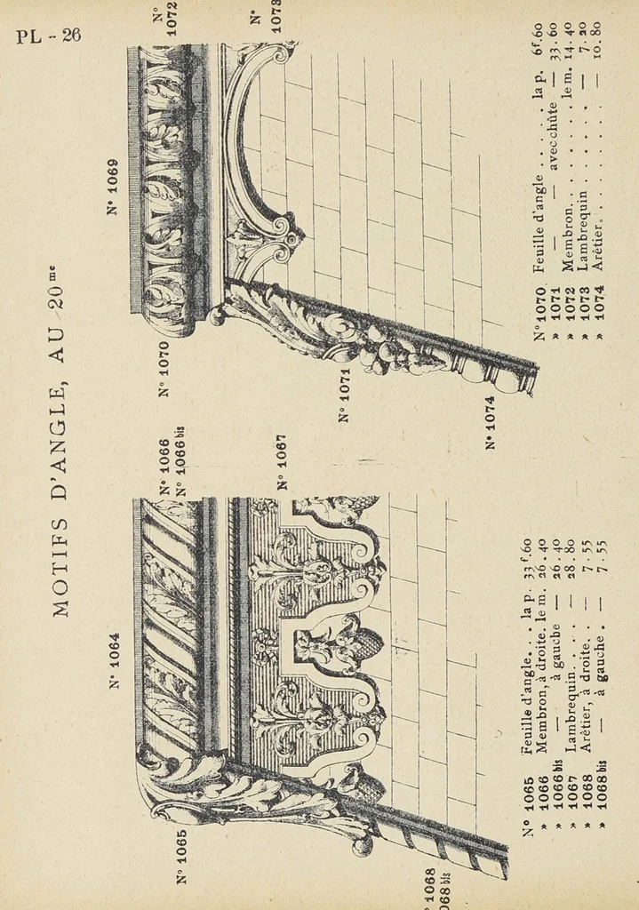 An illustration from Ornements d'architecture / Bonfils & Laval, 1901, leaf 38