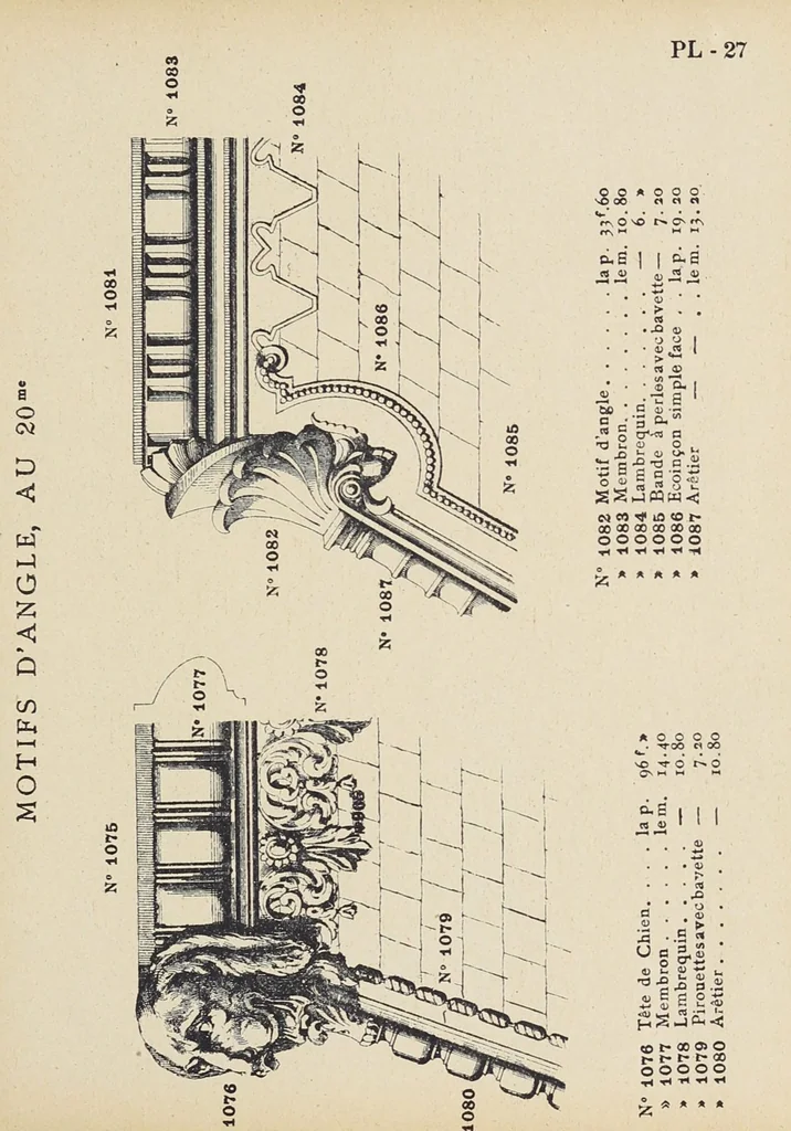 An illustration from Ornements d'architecture / Bonfils & Laval, 1901, leaf 39