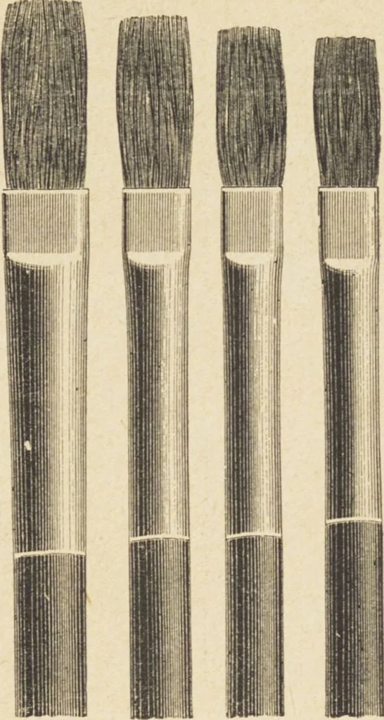 An illustration from Jules Chauvin : atelier de dorure et d'encadrements, fournitures speciales pour artistes, agent general pour la France, des couleurs a la detrempe a la majolique et a la resine du Baron de Pereira, des couleurs resineuses de Mussini, des couleurs a l'huile et a l'ambre dissous de Jacques Blockx, des toiles fond albumen et majolique, preparees par le procede de Pereira pour la peinture a la detrempe et a l'huile, couleurs extra fines a l'huile broyees a la main, couleurs extra fines al detrempe... materiel d'artistes, 1893, leaf 27