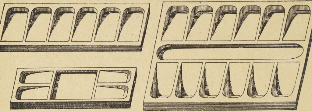 An illustration from Jules Chauvin : atelier de dorure et d'encadrements, fournitures speciales pour artistes, agent general pour la France, des couleurs a la detrempe a la majolique et a la resine du Baron de Pereira, des couleurs resineuses de Mussini, des couleurs a l'huile et a l'ambre dissous de Jacques Blockx, des toiles fond albumen et majolique, preparees par le procede de Pereira pour la peinture a la detrempe et a l'huile, couleurs extra fines a l'huile broyees a la main, couleurs extra fines al detrempe... materiel d'artistes, 1893, leaf 62