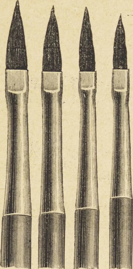 An illustration from Jules Chauvin : atelier de dorure et d'encadrements, fournitures speciales pour artistes, agent general pour la France, des couleurs a la detrempe a la majolique et a la resine du Baron de Pereira, des couleurs resineuses de Mussini, des couleurs a l'huile et a l'ambre dissous de Jacques Blockx, des toiles fond albumen et majolique, preparees par le procede de Pereira pour la peinture a la detrempe et a l'huile, couleurs extra fines a l'huile broyees a la main, couleurs extra fines al detrempe... materiel d'artistes, 1893, leaf 63