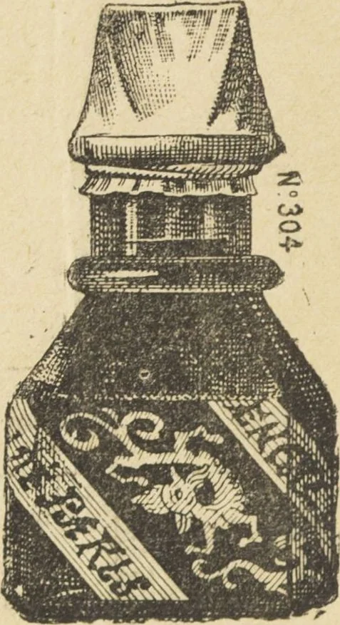 An illustration from Jules Chauvin : atelier de dorure et d'encadrements, fournitures speciales pour artistes, agent general pour la France, des couleurs a la detrempe a la majolique et a la resine du Baron de Pereira, des couleurs resineuses de Mussini, des couleurs a l'huile et a l'ambre dissous de Jacques Blockx, des toiles fond albumen et majolique, preparees par le procede de Pereira pour la peinture a la detrempe et a l'huile, couleurs extra fines a l'huile broyees a la main, couleurs extra fines al detrempe... materiel d'artistes, 1893, leaf 70