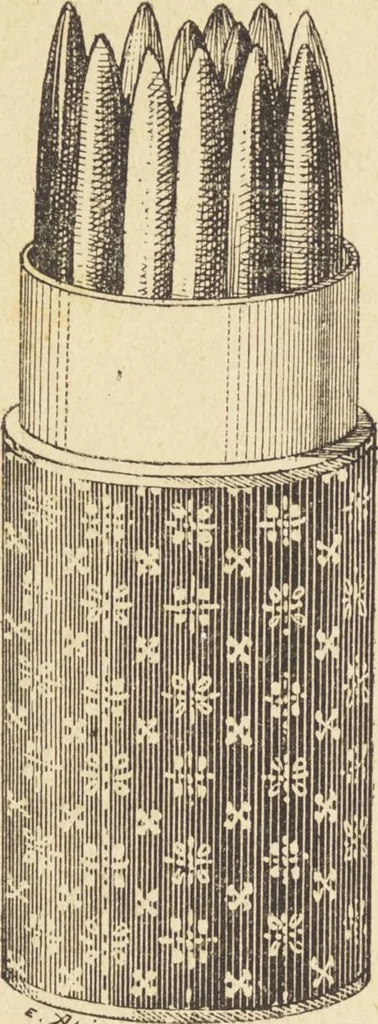 An illustration from Jules Chauvin : atelier de dorure et d'encadrements, fournitures speciales pour artistes, agent general pour la France, des couleurs a la detrempe a la majolique et a la resine du Baron de Pereira, des couleurs resineuses de Mussini, des couleurs a l'huile et a l'ambre dissous de Jacques Blockx, des toiles fond albumen et majolique, preparees par le procede de Pereira pour la peinture a la detrempe et a l'huile, couleurs extra fines a l'huile broyees a la main, couleurs extra fines al detrempe... materiel d'artistes, 1893, leaf 79