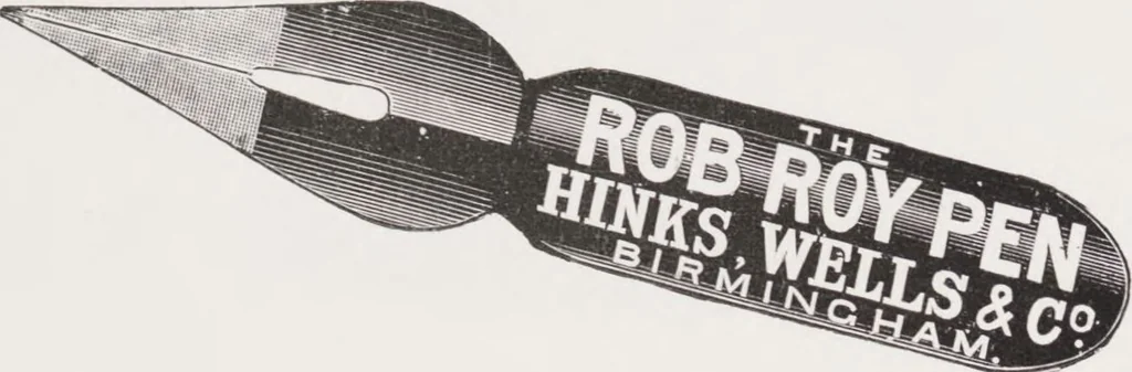 An illustration from Illustrated catalogue / Hinks, Wells & Co., manufacturers of steel & metal pens, penholders, letter clips, ticket hooks, shelf suspenders, drawing pins, stationers' sundries, etc, 1911, leaf 9