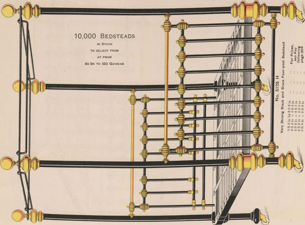 An illustration from Bedsteads and bedding : twenty thousand bedsteads of every description in stock : manufacturers of pure bedding / Maple & Co, 1895, leaf 102
