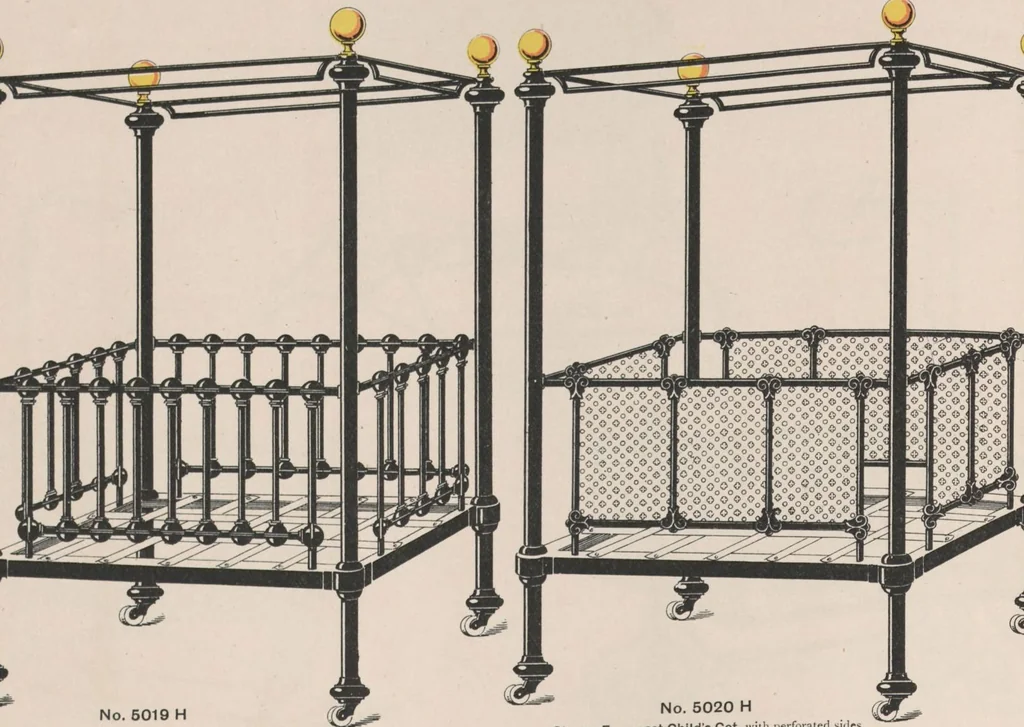 An illustration from Bedsteads and bedding : twenty thousand bedsteads of every description in stock : manufacturers of pure bedding / Maple & Co, 1895, leaf 12