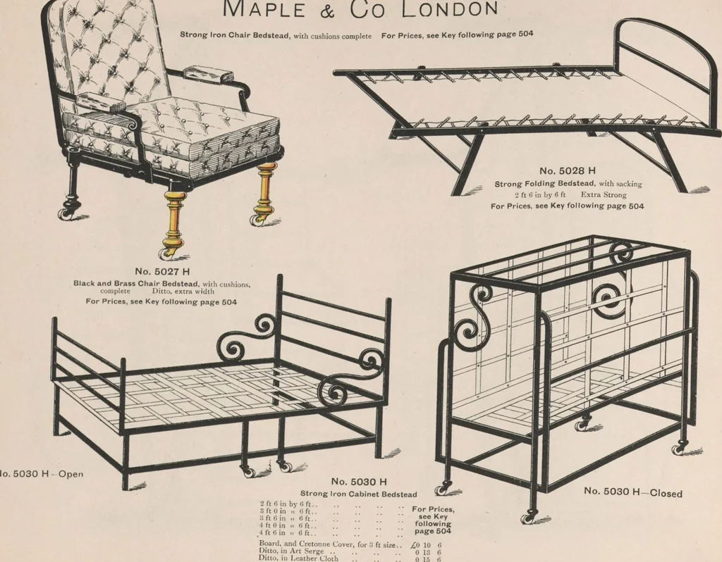 An illustration from Bedsteads and bedding : twenty thousand bedsteads of every description in stock : manufacturers of pure bedding / Maple & Co, 1895, leaf 16