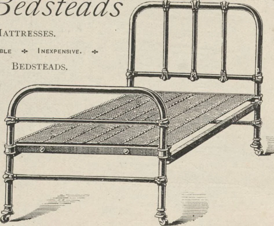 An illustration from Bedsteads and bedding : twenty thousand bedsteads of every description in stock : manufacturers of pure bedding / Maple & Co, 1895, leaf 2